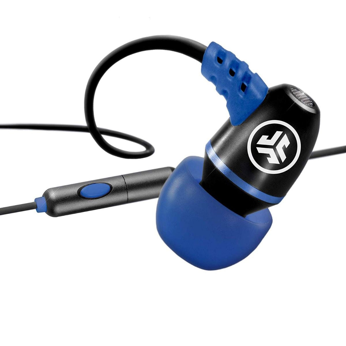 JLab Metal Series Aluminum Earbuds with In-line Microphone - Black/Blue Portable Audio - Headphones JLAB - Simple Cell Bulk Wholesale Pricing - USA Seller