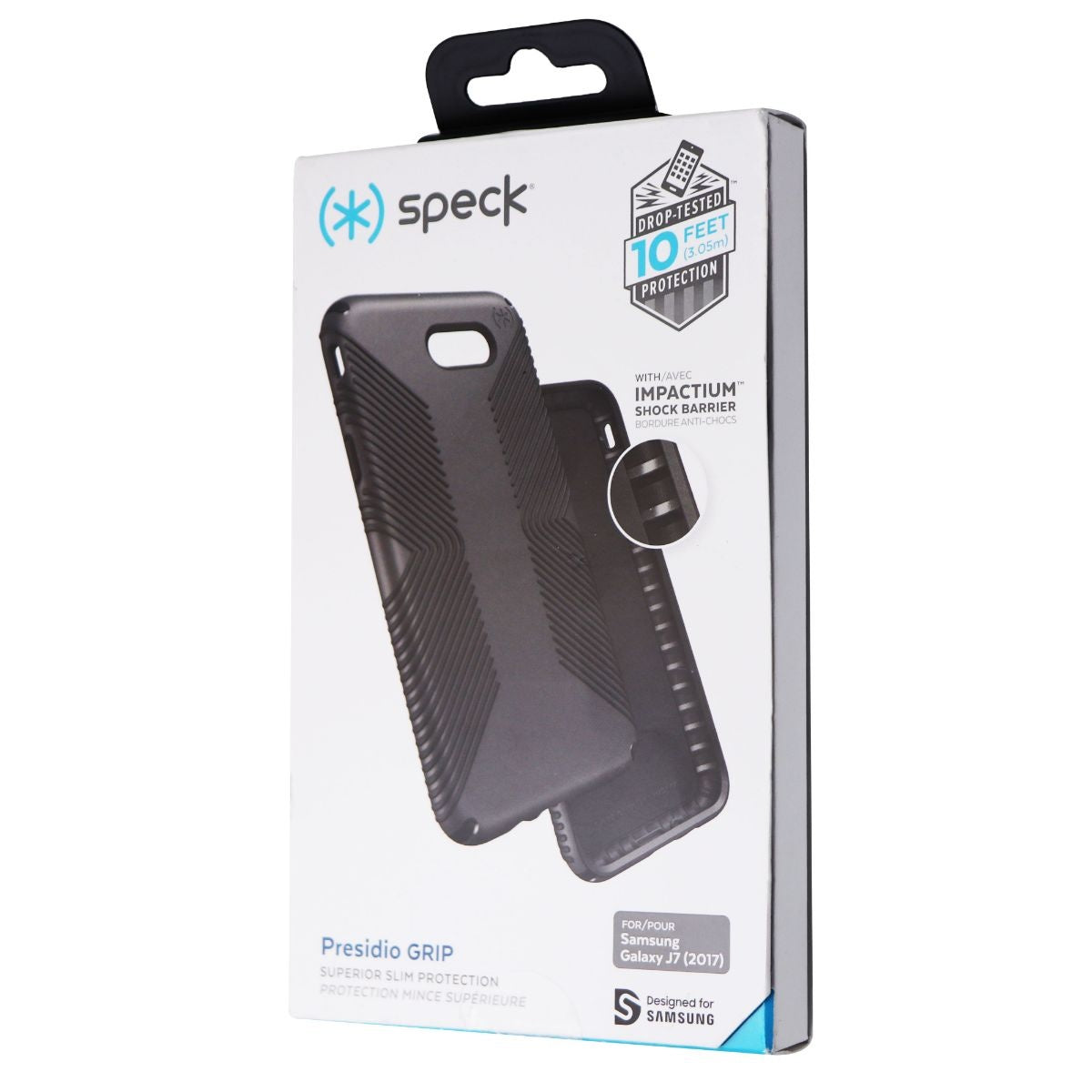 Speck Presidio Grip Case for Samsung J7 (2017) - Graphite Gray/Charcoal Gray Cell Phone - Cases, Covers & Skins Speck - Simple Cell Bulk Wholesale Pricing - USA Seller