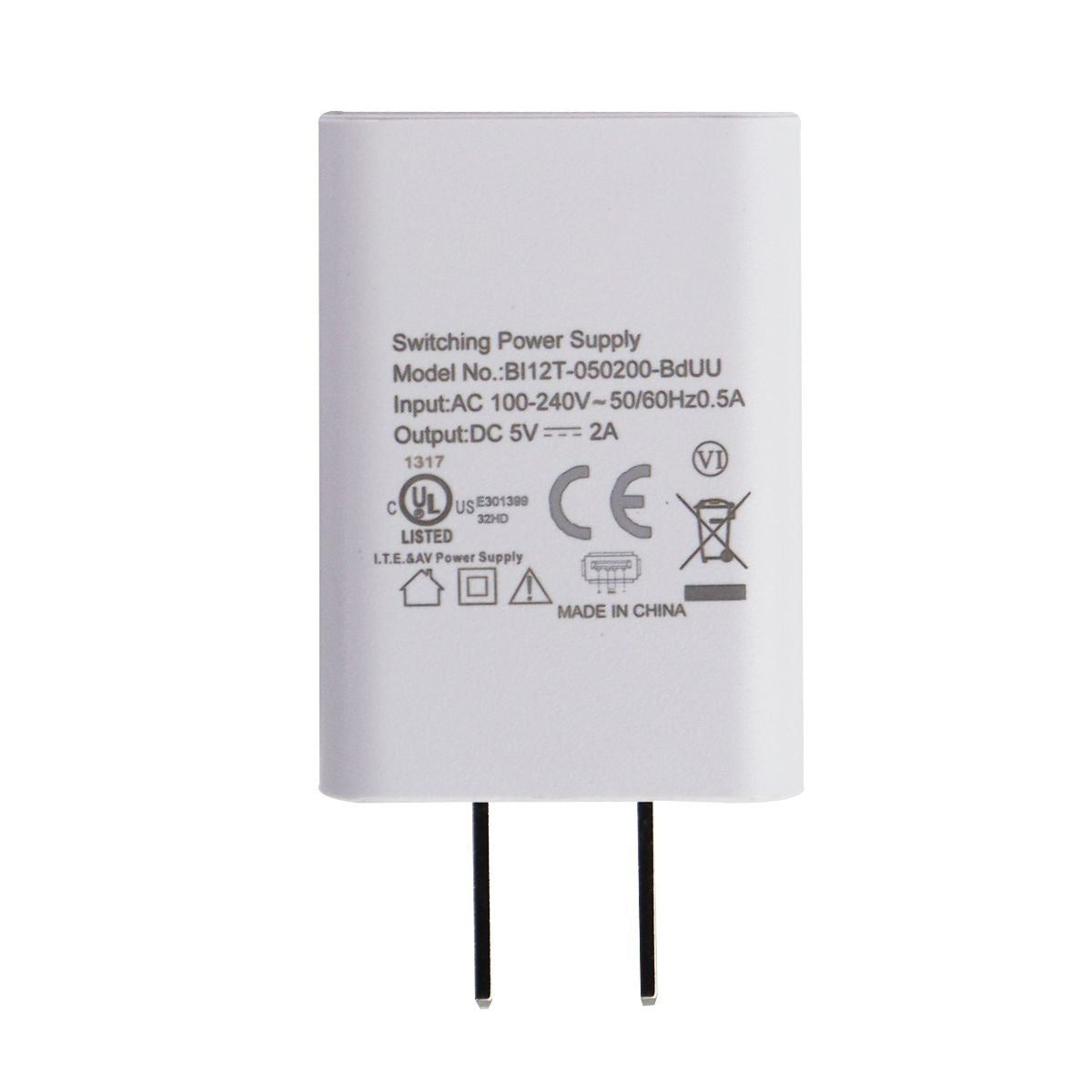 Cme Single USB 5V/2A Switching Power Supply - White (BI12T-050200-BDUU) Cell Phone - Chargers & Cradles Cme - Simple Cell Bulk Wholesale Pricing - USA Seller