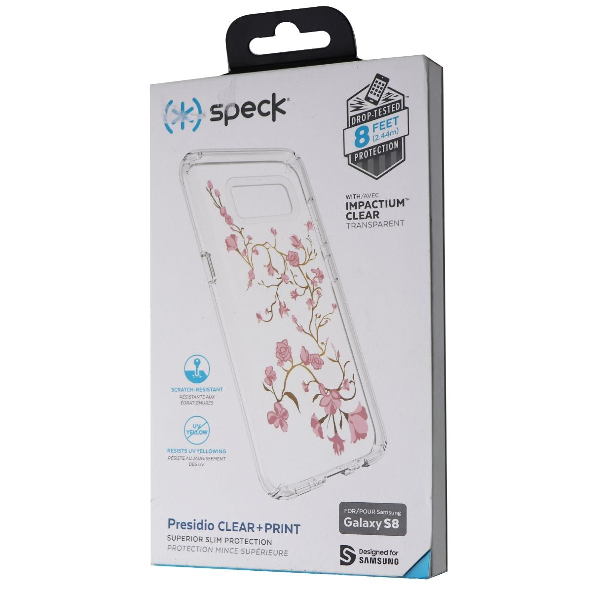 Speck Presidio Clear+Print Case for Samsung Galaxy S8 - Pink Floral/Clear Cell Phone - Cases, Covers & Skins Speck - Simple Cell Bulk Wholesale Pricing - USA Seller