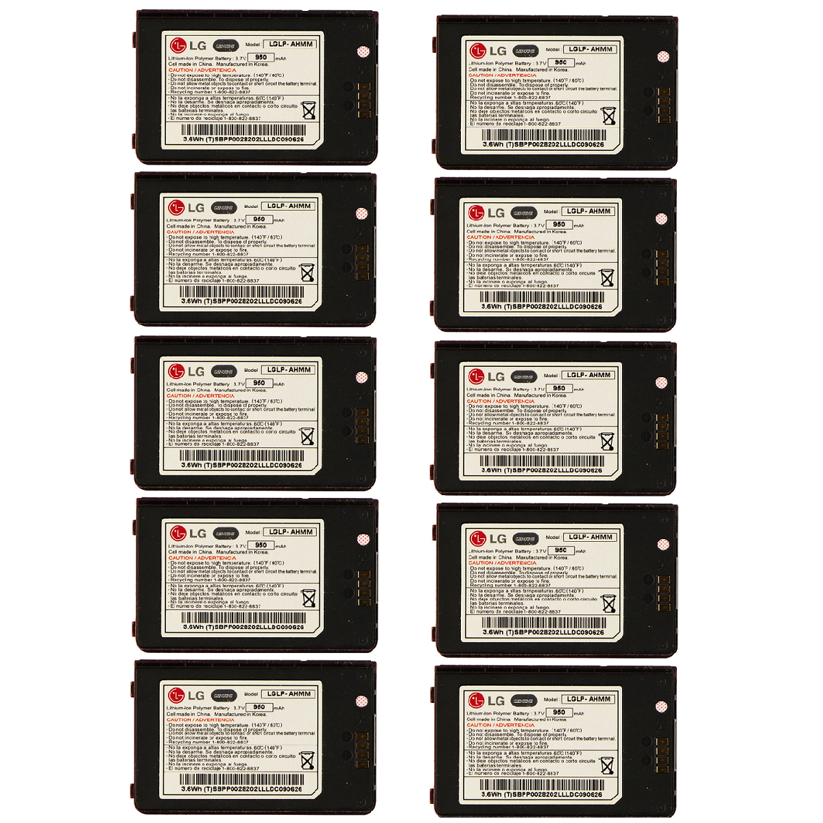KIT 10x LG LGLP-AHMM 950 mAh Replacement Battery for Env 3 VX9200 Cell Phone - Batteries LG - Simple Cell Bulk Wholesale Pricing - USA Seller