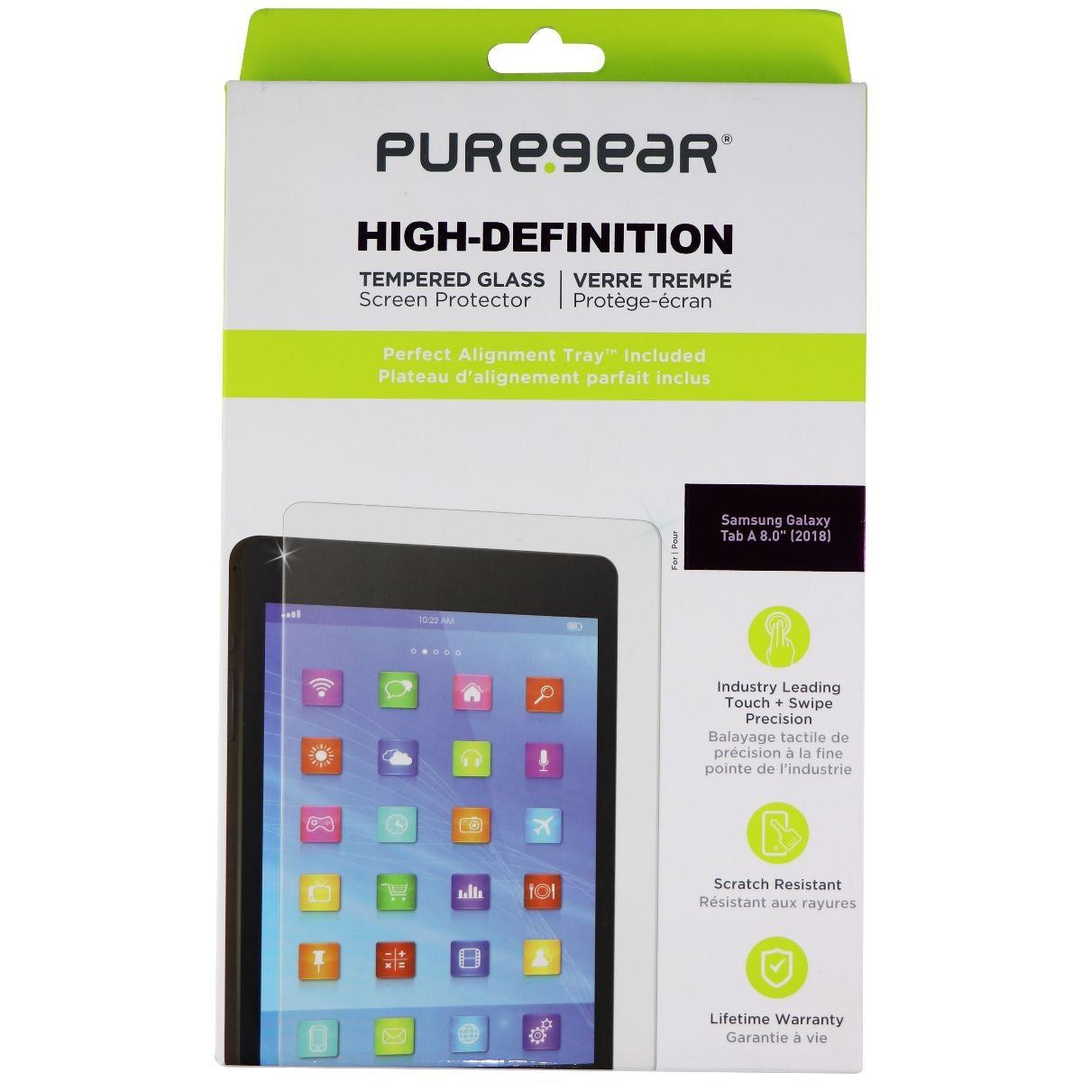 PureGear HD Tempered Glass Screen Protector for Galaxy Tab A 8.0 (2018) - Clear Cell Phone - Screen Protectors PureGear - Simple Cell Bulk Wholesale Pricing - USA Seller