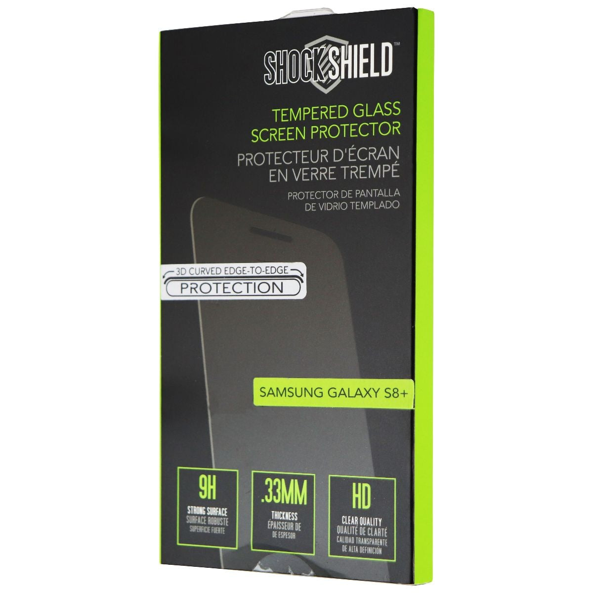 Shock Shield Curved Tempered Glass Screen for Samsung (Galaxy S8+) - Clear/Black Cell Phone - Screen Protectors Shock Shield - Simple Cell Bulk Wholesale Pricing - USA Seller