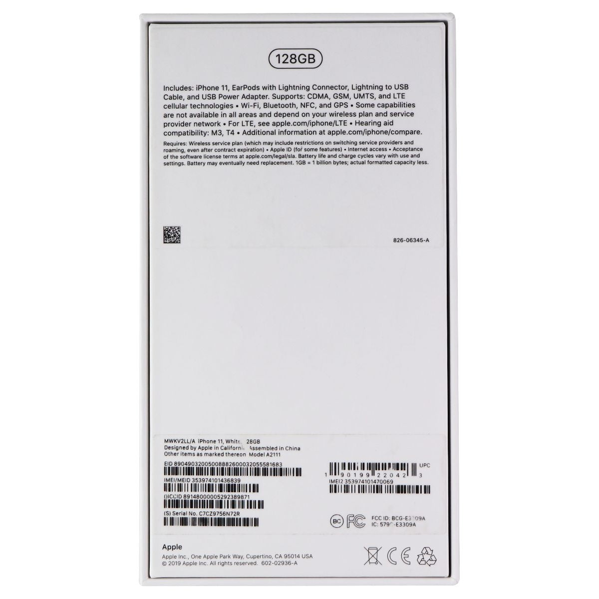 RETAIL BOX - Apple iPhone 11 - 128GB / White - NO DEVICE Cell Phone - Other Accessories Apple - Simple Cell Bulk Wholesale Pricing - USA Seller