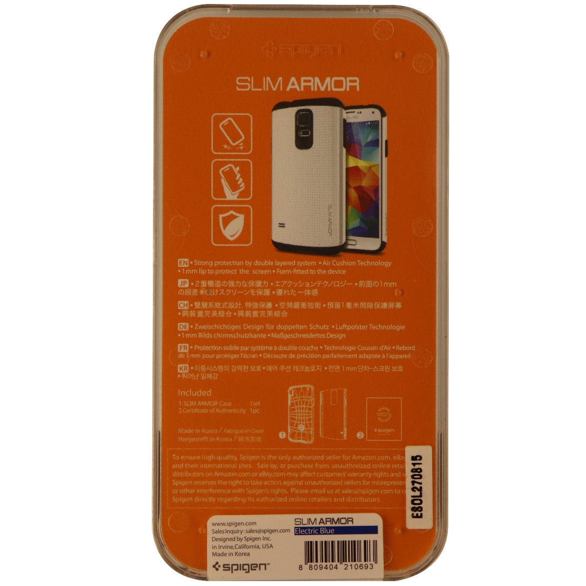 Spigen Slim Armor Series Dual Layer Hard Case for Samsung Galaxy S5 - Blue/Black Cell Phone - Cases, Covers & Skins Spigen - Simple Cell Bulk Wholesale Pricing - USA Seller
