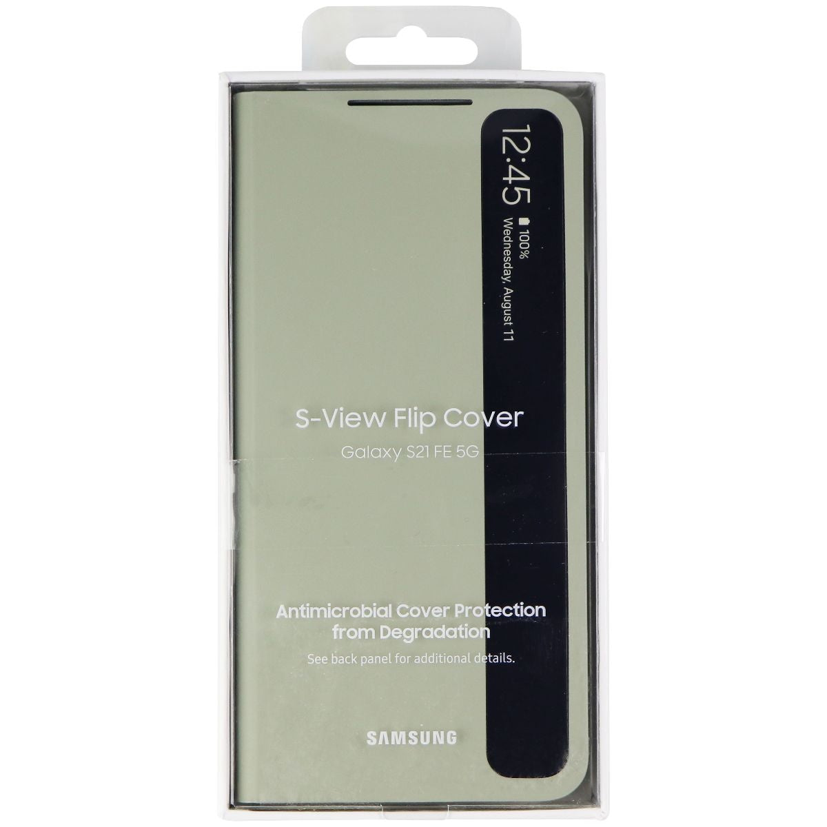 Samsung S-View Flip Cover Case for Galaxy S21 FE (5G) - Olive Green/Clear Cell Phone - Cases, Covers & Skins Samsung - Simple Cell Bulk Wholesale Pricing - USA Seller