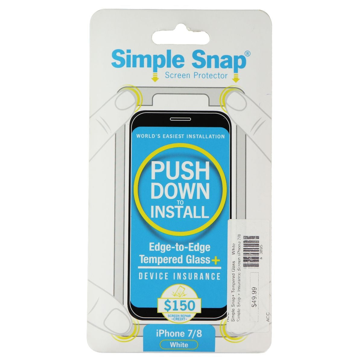 Simple Snap Tempered Glass Screen Protector for Apple iPhone 8/7 - White Cell Phone - Screen Protectors Simple Snap - Simple Cell Bulk Wholesale Pricing - USA Seller