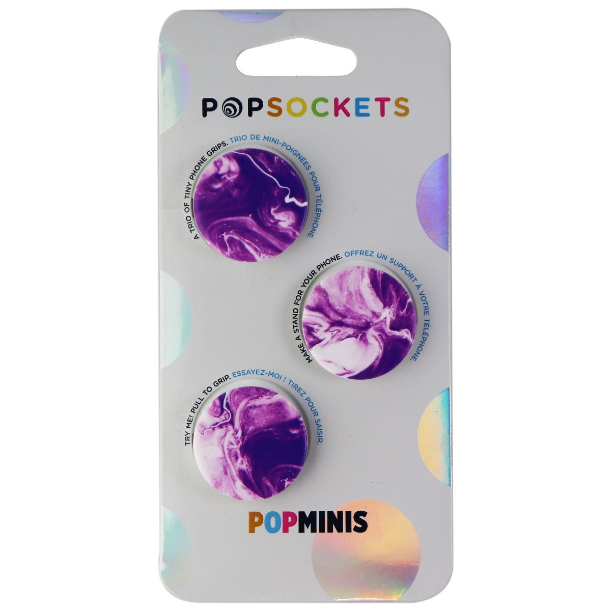 PopSockets PopMinis Mini Grips for Phones/Tablets 3 Pack - Purple Nucolor Bombs Cell Phone - Mounts & Holders PopSockets - Simple Cell Bulk Wholesale Pricing - USA Seller