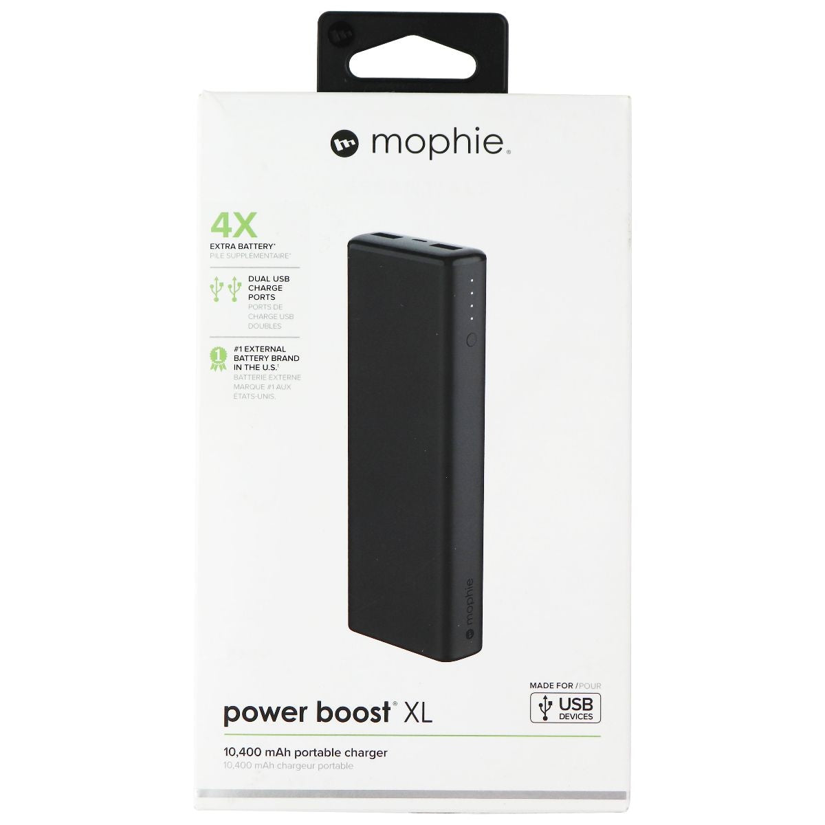 mophie Power Boost XL Dual USB Universal Portable Battery (10,400mAh ) - Black Cell Phone - Chargers & Cradles Mophie - Simple Cell Bulk Wholesale Pricing - USA Seller