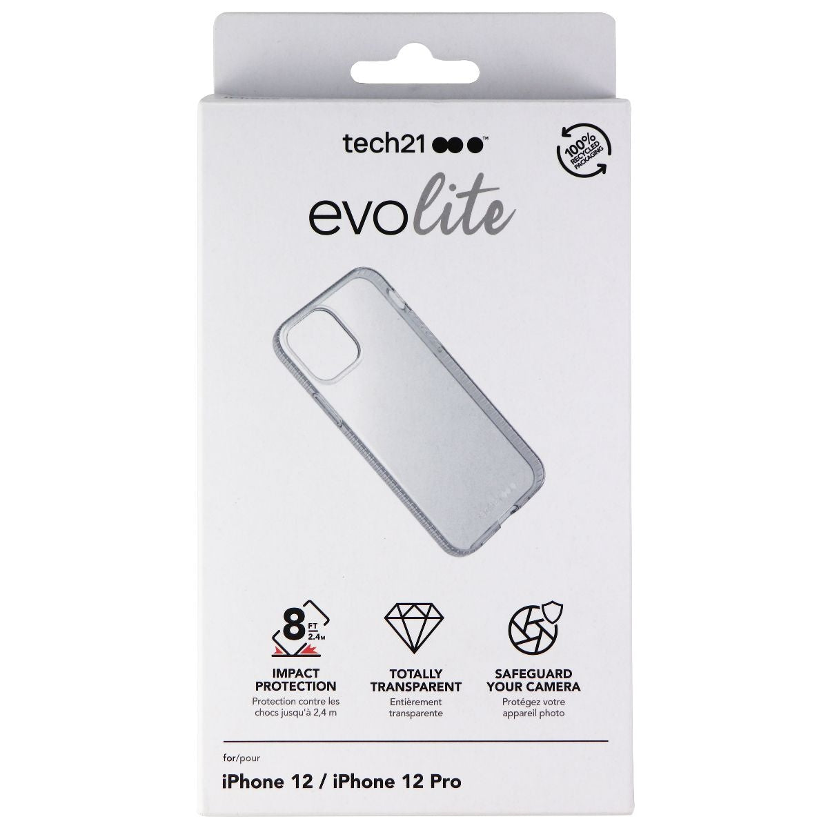 Tech21 Evo Lite Series Case for Apple iPhone 12 / iPhone 12 Pro - Clear Cell Phone - Cases, Covers & Skins Tech21 - Simple Cell Bulk Wholesale Pricing - USA Seller