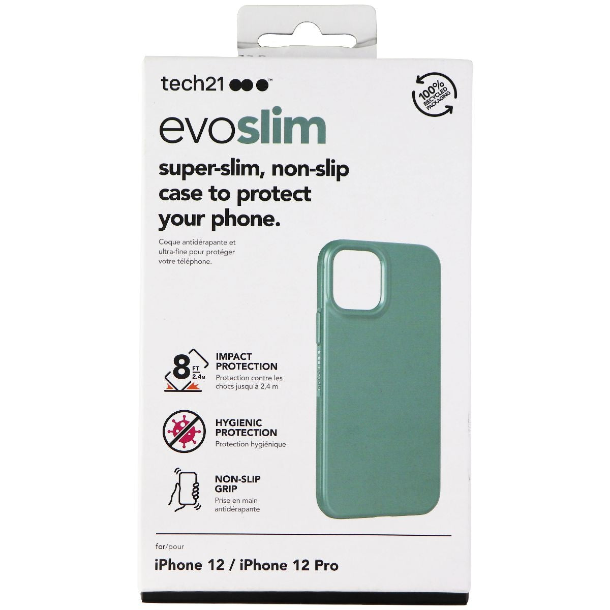 Tech21 Evo Slim Series Case for Apple iPhone 12 Pro & iPhone 12 - Midnight Green Cell Phone - Cases, Covers & Skins Tech21 - Simple Cell Bulk Wholesale Pricing - USA Seller
