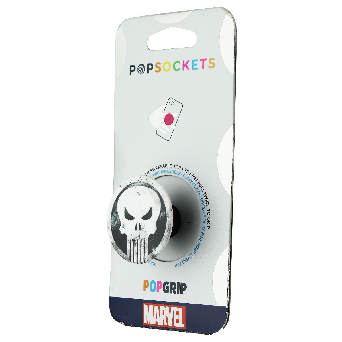 PopSockets PopGrip with Swappable Top - Marvel - Punisher (Gloss) Cell Phone - Mounts & Holders PopSockets - Simple Cell Bulk Wholesale Pricing - USA Seller