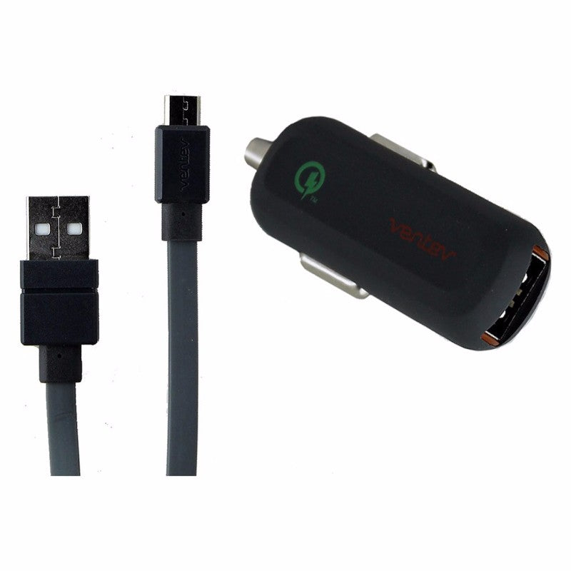 Ventev Dashport Mini Quick Charge 2.0 Car Charger with Micro-USB Cable - Gray Cell Phone - Chargers & Cradles Ventev - Simple Cell Bulk Wholesale Pricing - USA Seller
