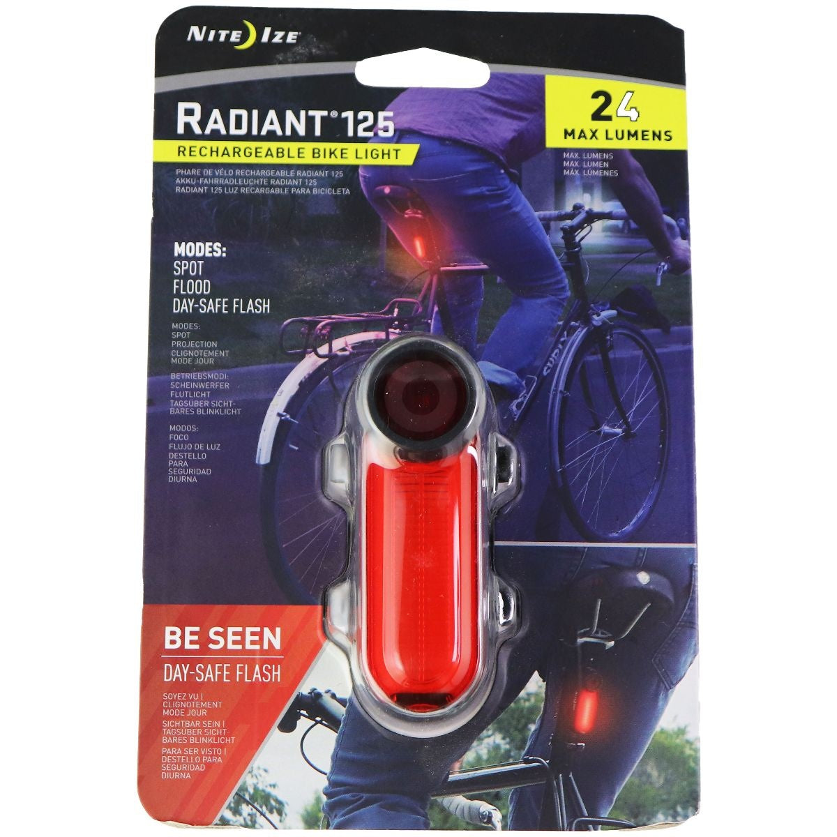NITE IZE Radiant 125 Rechargeable Bike Light - Red Bicycle Accessories - Lights & Reflectors Nite Ize - Simple Cell Bulk Wholesale Pricing - USA Seller