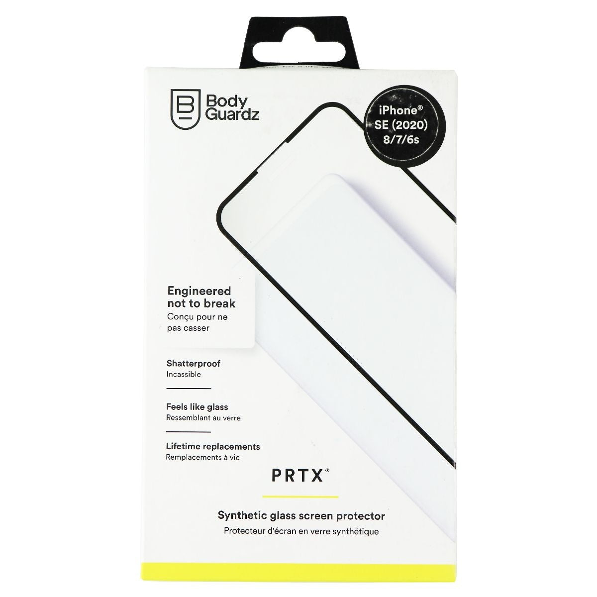 Bodyguardz PRTX Synthetic Glass Screen Protector for iPhone SE (2nd Gen) / 8 / 7 Cell Phone - Screen Protectors BODYGUARDZ - Simple Cell Bulk Wholesale Pricing - USA Seller