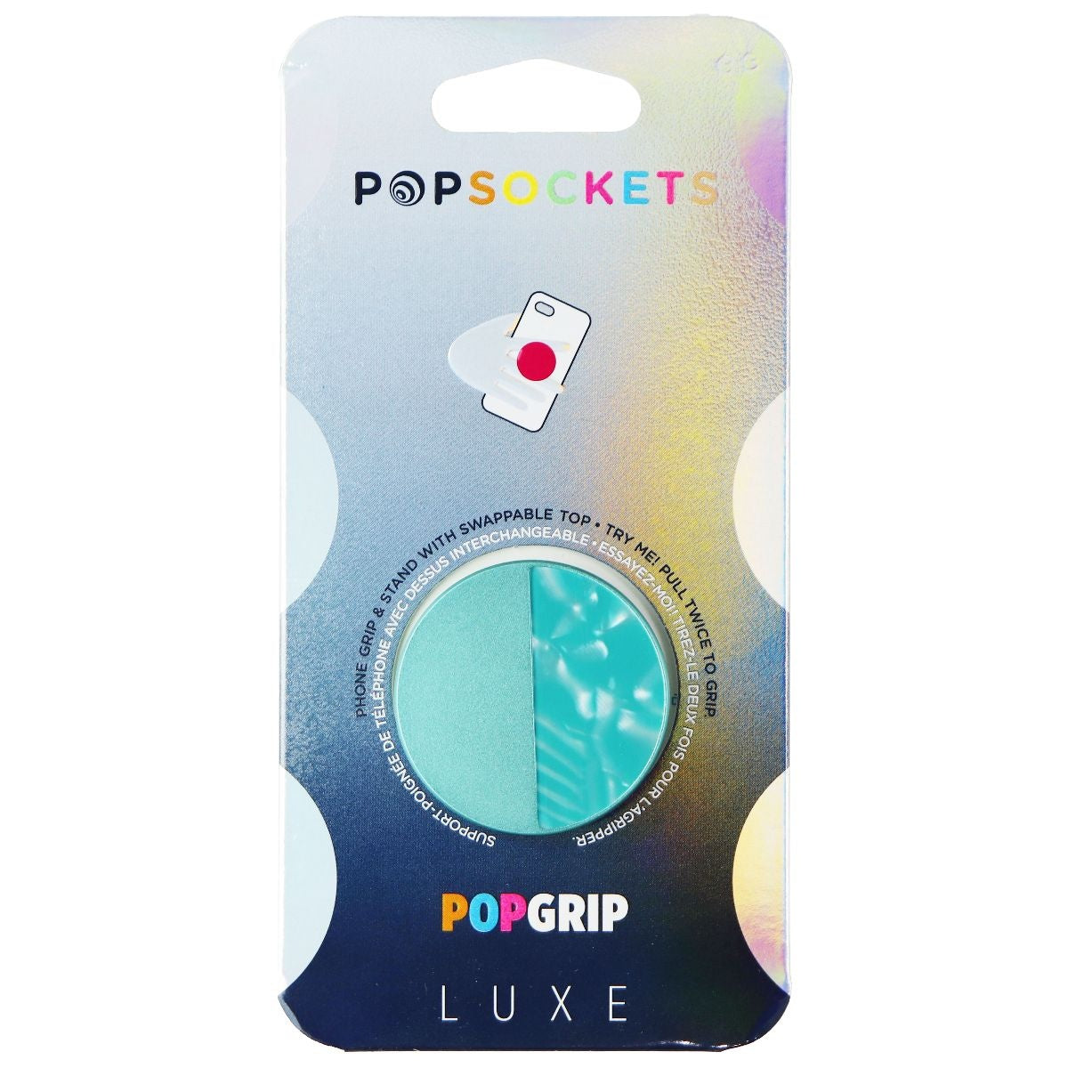 PopSockets PopGrip - Expanding Stand and Grip - Glam Inlay Acetate Aquamarine Cell Phone - Mounts & Holders PopSockets - Simple Cell Bulk Wholesale Pricing - USA Seller