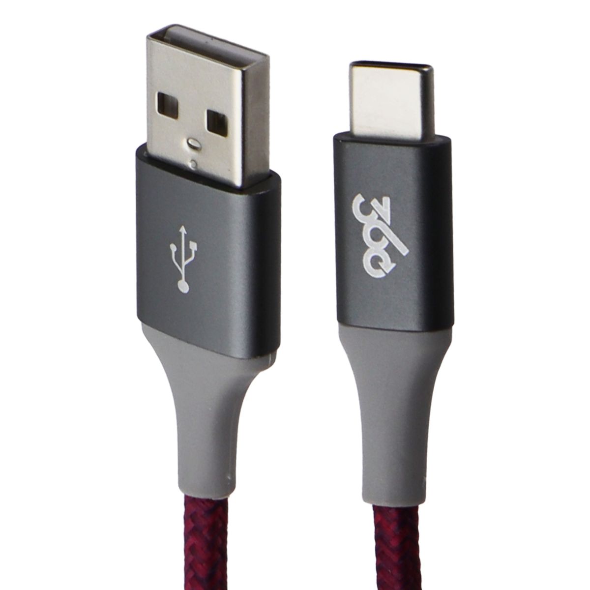 360 Electrical (8-Ft) Braided USB-C to USB-A Charge and Sync Cable - Cranberry Cell Phone - Cables & Adapters 360 Electrical    - Simple Cell Bulk Wholesale Pricing - USA Seller