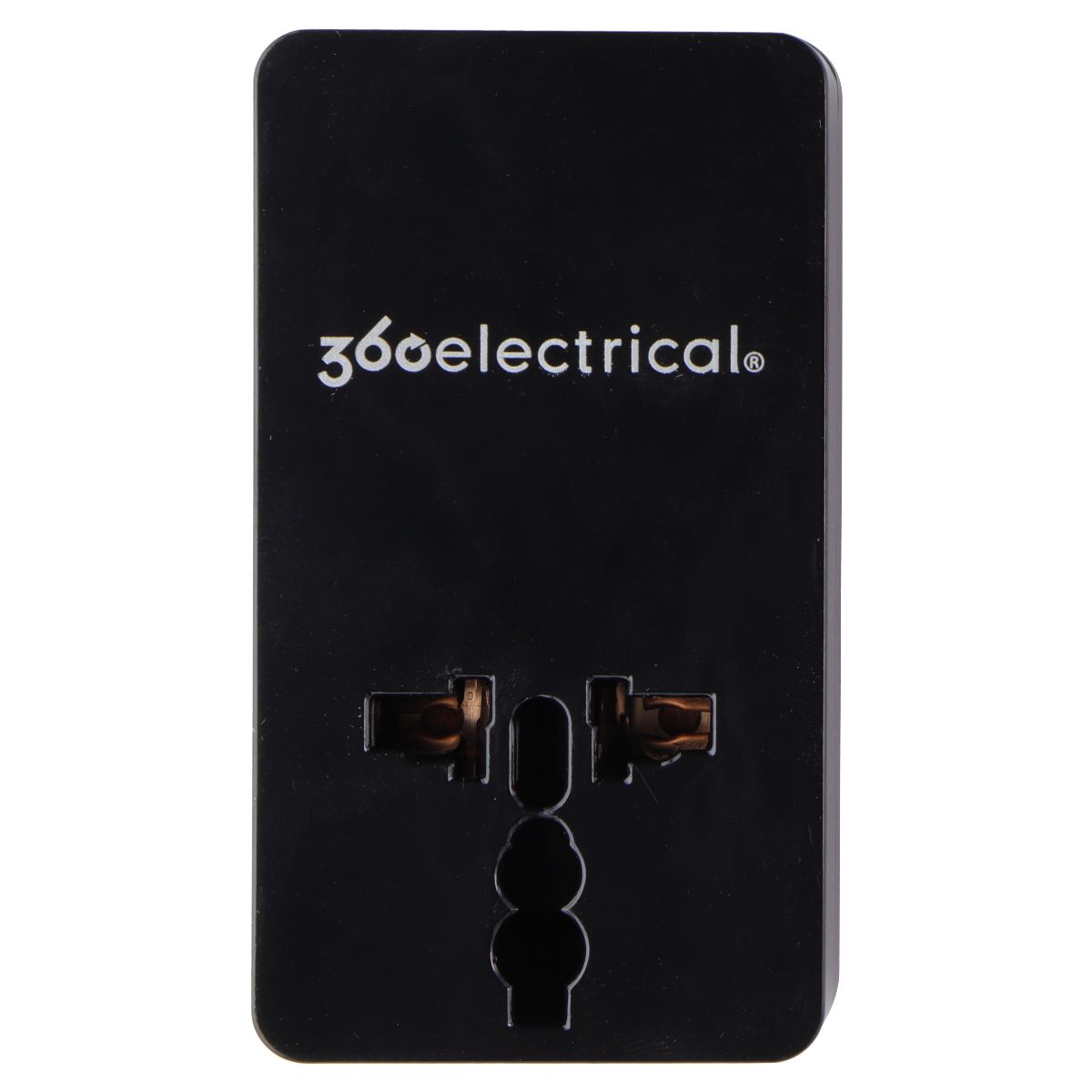 360 Electrical 2 Outlet Adapter 2.1A USB for US/China/Israel/UK/EU - Black