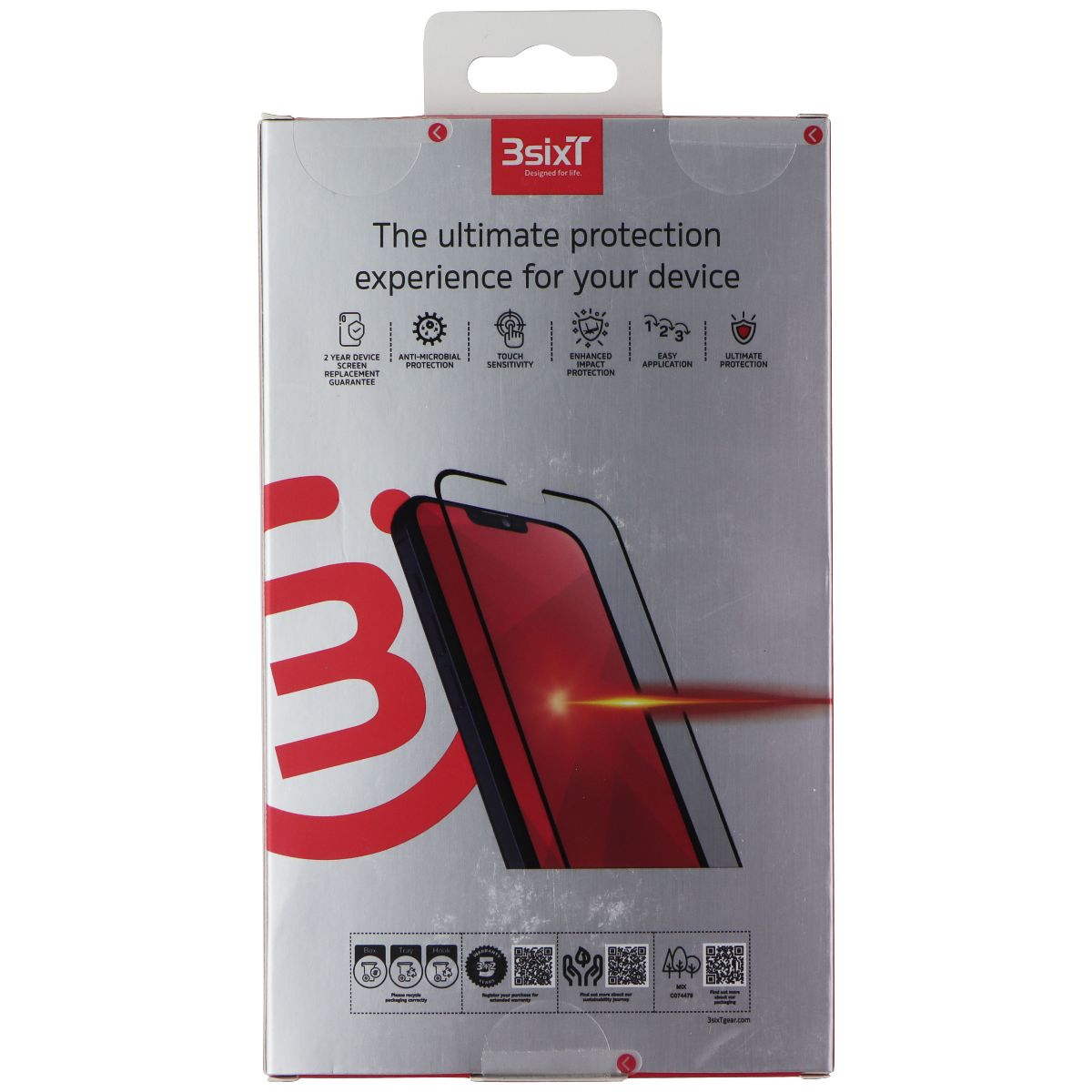 3SIXT PrismShield Hybrid Screen Protector for iPhone 13/13 Pro/12 Pro (Ultimate) Cell Phone - Screen Protectors 3SIXT - Simple Cell Bulk Wholesale Pricing - USA Seller
