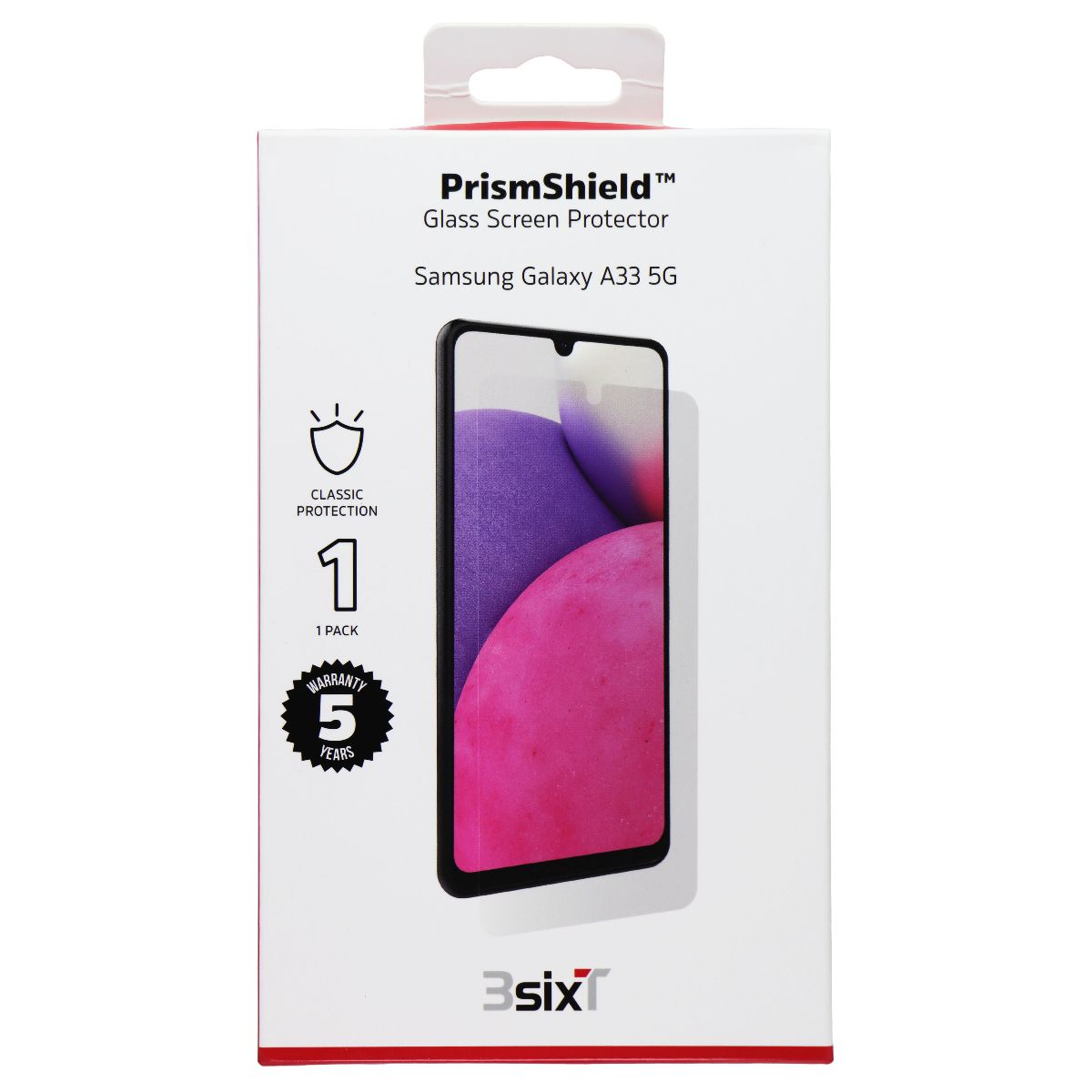3SixT PrismShield Glass Screen Protector for Samsung Galaxy A33 5G Cell Phone - Screen Protectors 3SIXT - Simple Cell Bulk Wholesale Pricing - USA Seller