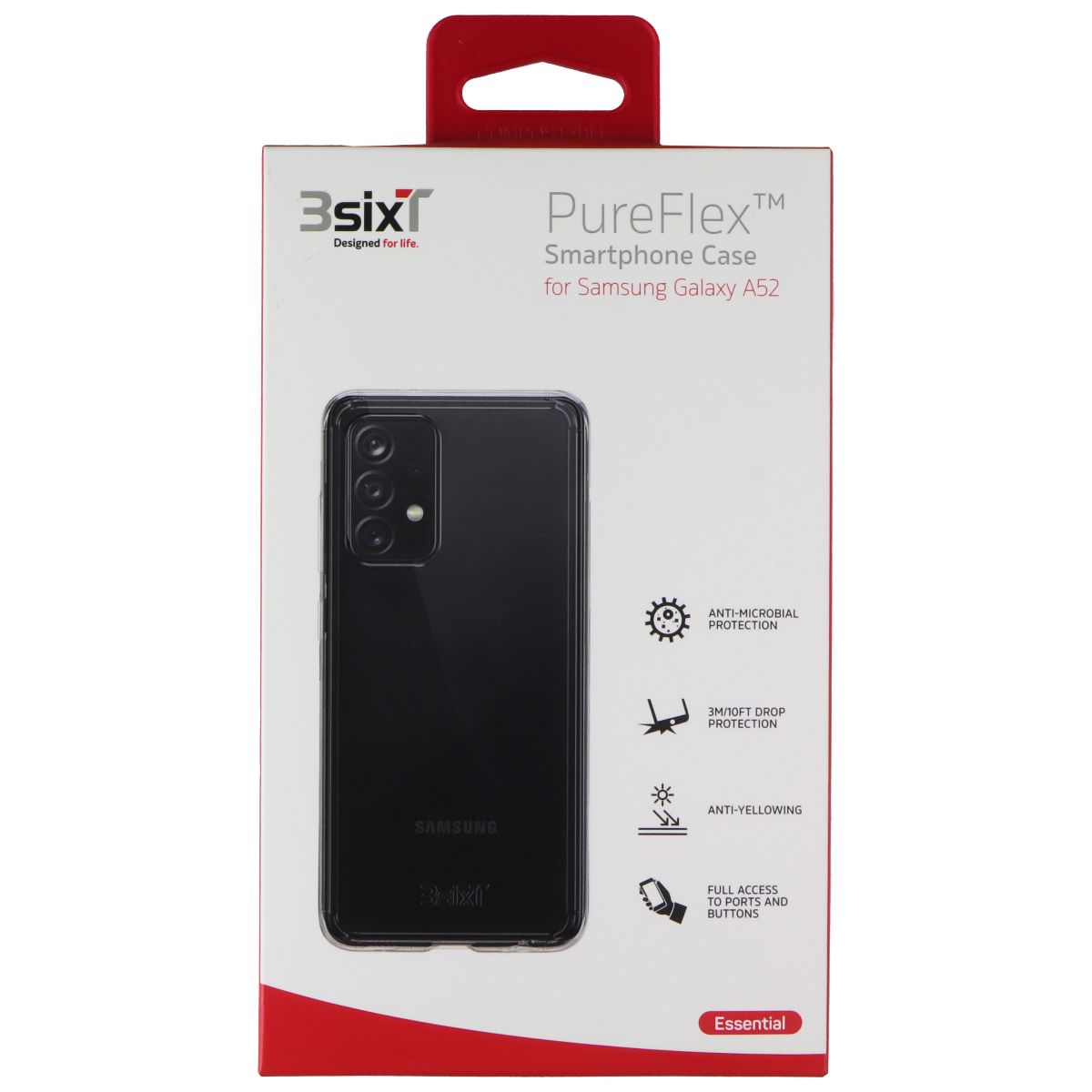 3SixT PureFlex Smartphone Case for Samsung Galaxy A52 - Clear Cell Phone - Cases, Covers & Skins 3SIXT - Simple Cell Bulk Wholesale Pricing - USA Seller