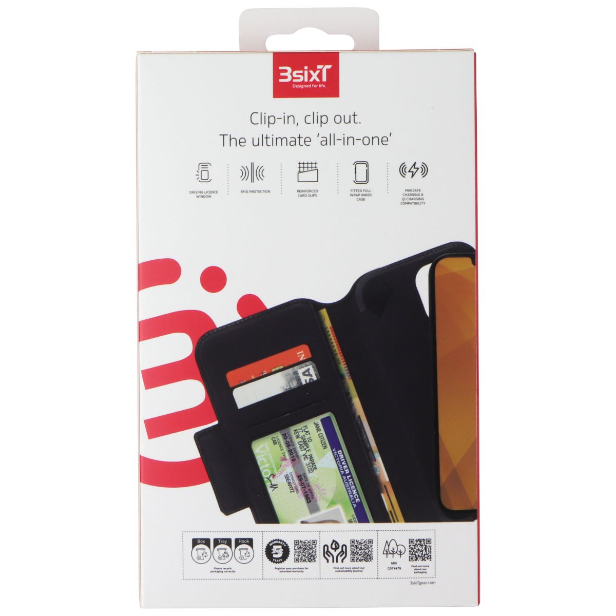 3SIXT DuoFolio Series Fold Wallet Case for Apple iPhone 13 Pro - Black Cell Phone - Cases, Covers & Skins 3SIXT - Simple Cell Bulk Wholesale Pricing - USA Seller