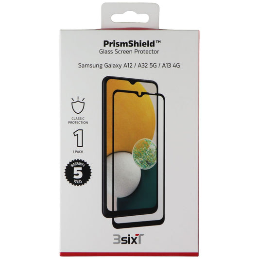 3SIXT PrismShield Glass Screen Protector for Galaxy A12 / A32 - Clear/Black Trim Cell Phone - Screen Protectors 3SIXT - Simple Cell Bulk Wholesale Pricing - USA Seller