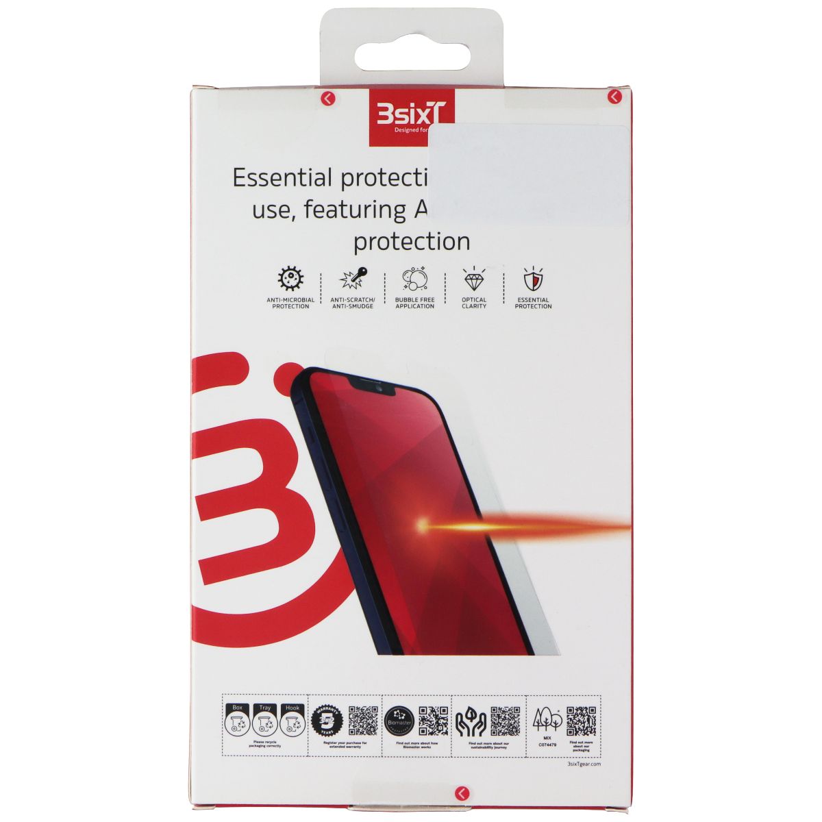 3SIXT PrismShield Hybrid Screen for iPhone 13/13 Pro/12 Pro (Essential) Cell Phone - Screen Protectors 3SIXT - Simple Cell Bulk Wholesale Pricing - USA Seller