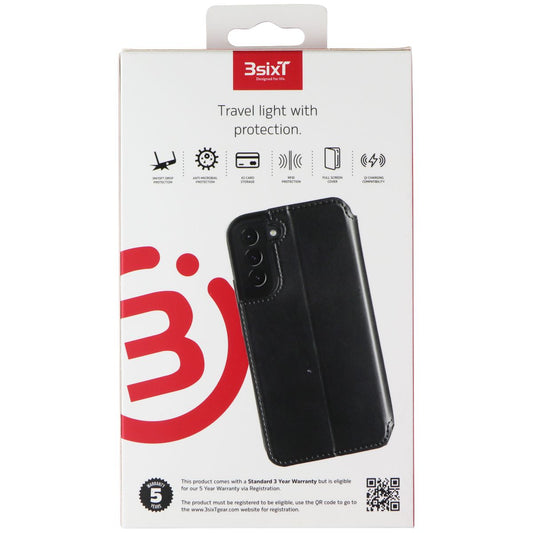 3SIXT SlimFolio Series Case for Samsung Galaxy S22 - Black Cell Phone - Cases, Covers & Skins 3SIXT - Simple Cell Bulk Wholesale Pricing - USA Seller