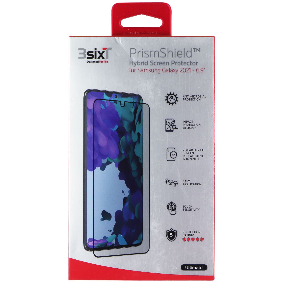 3sixT PrismShield Screen Protector for Samsung Galaxy S20 Ultra Cell Phone - Screen Protectors 3SIXT - Simple Cell Bulk Wholesale Pricing - USA Seller