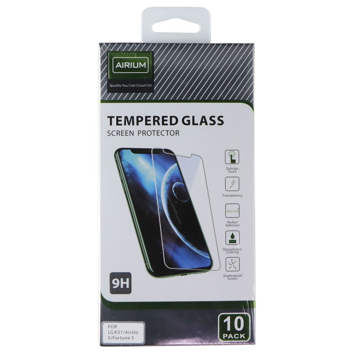 AIRIUM 9H Tempered Glass Screen Protector for LG K31/Aristo 5/Fortune 3 - 10PK Cell Phone - Screen Protectors Airium - Simple Cell Bulk Wholesale Pricing - USA Seller