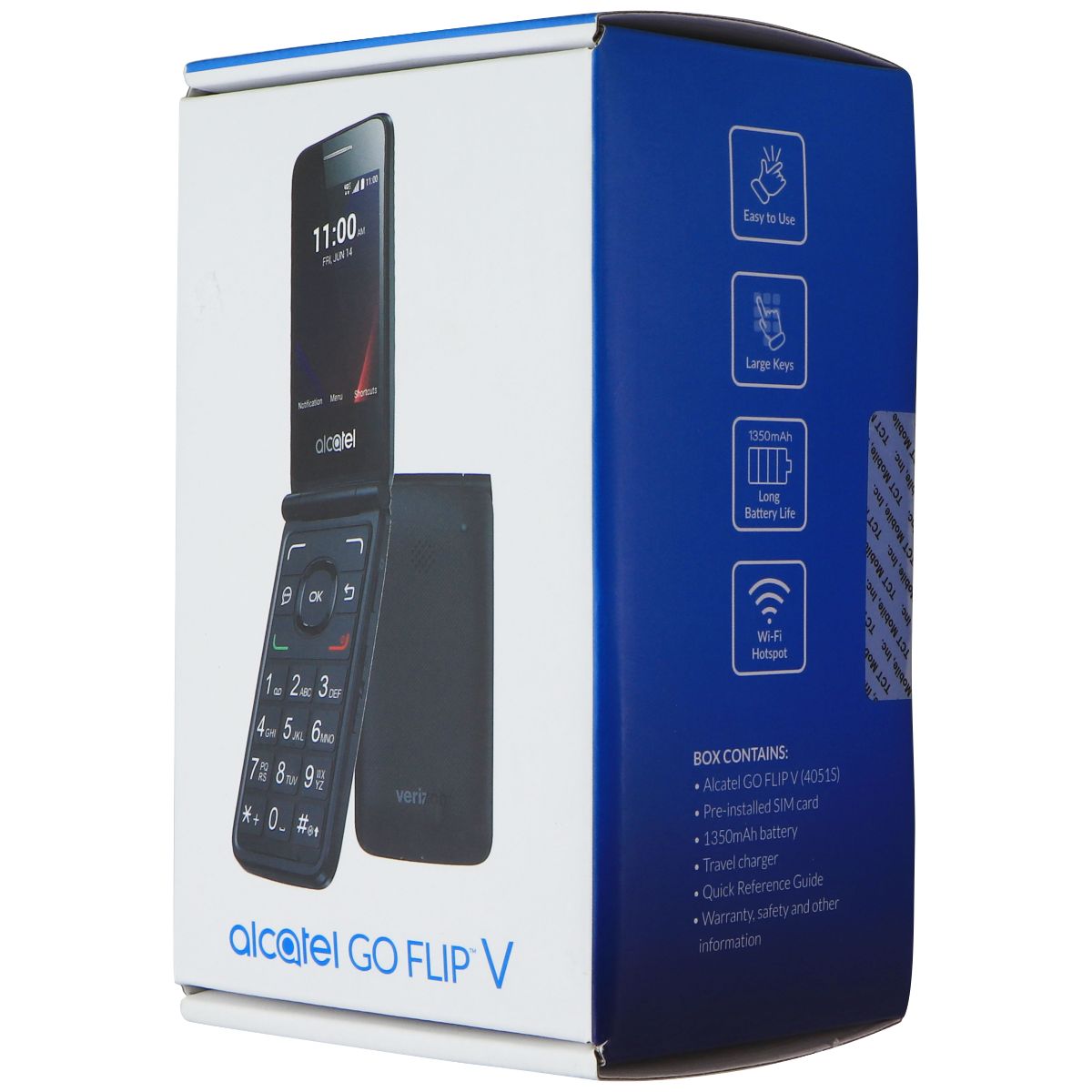 Alcatel Go Flip V (4051S) Cell Phone (Verizon ONLY) - 8GB / Black Cell Phones & Smartphones Alcatel - Simple Cell Bulk Wholesale Pricing - USA Seller