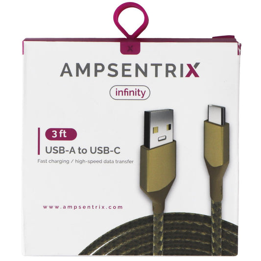 AmpSentrix Infinity (3-FT) USB-A to USB-C Charge/Sync Cable - Gold Cell Phone - Cables & Adapters AmpSentrix    - Simple Cell Bulk Wholesale Pricing - USA Seller