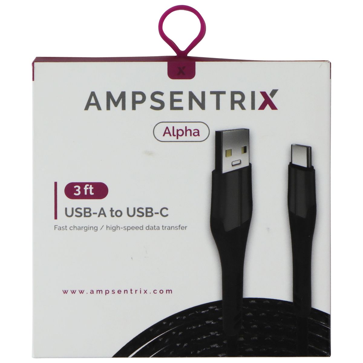 AmpSentrix Alpha (3-FT) USB-A to USB-C Charge/Sync Cable - Black Cell Phone - Cables & Adapters AmpSentrix    - Simple Cell Bulk Wholesale Pricing - USA Seller