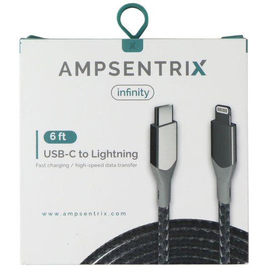 AmpSentrix Infinity (6-FT) USB-C to Lightning 8-pin Charge Cable - Silver Cell Phone - Cables & Adapters AmpSentrix    - Simple Cell Bulk Wholesale Pricing - USA Seller