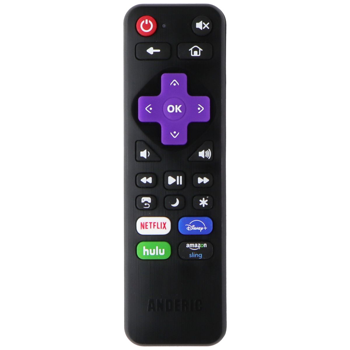 Anderic Remote Control (RR-ST-01.3) with Netflix/Disney+/Hulu/Amazon Sling Keys TV, Video & Audio Accessories - Remote Controls Anderic - Simple Cell Bulk Wholesale Pricing - USA Seller