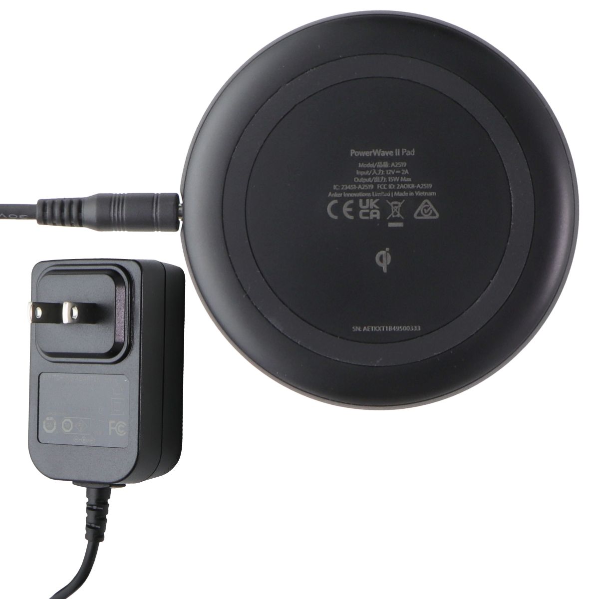 Anker 15W Max Fast Charging PowerWave II Sense Pad with Power Adapter Cell Phone - Chargers & Cradles Anker    - Simple Cell Bulk Wholesale Pricing - USA Seller