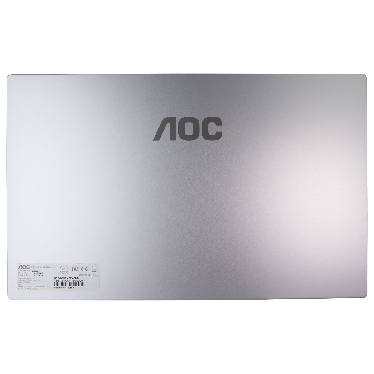 AOC I1601C 15.6-in USB-C Powered Portable Full HD LCD Monitor - Black Digital Displays - Monitors AOC - Simple Cell Bulk Wholesale Pricing - USA Seller