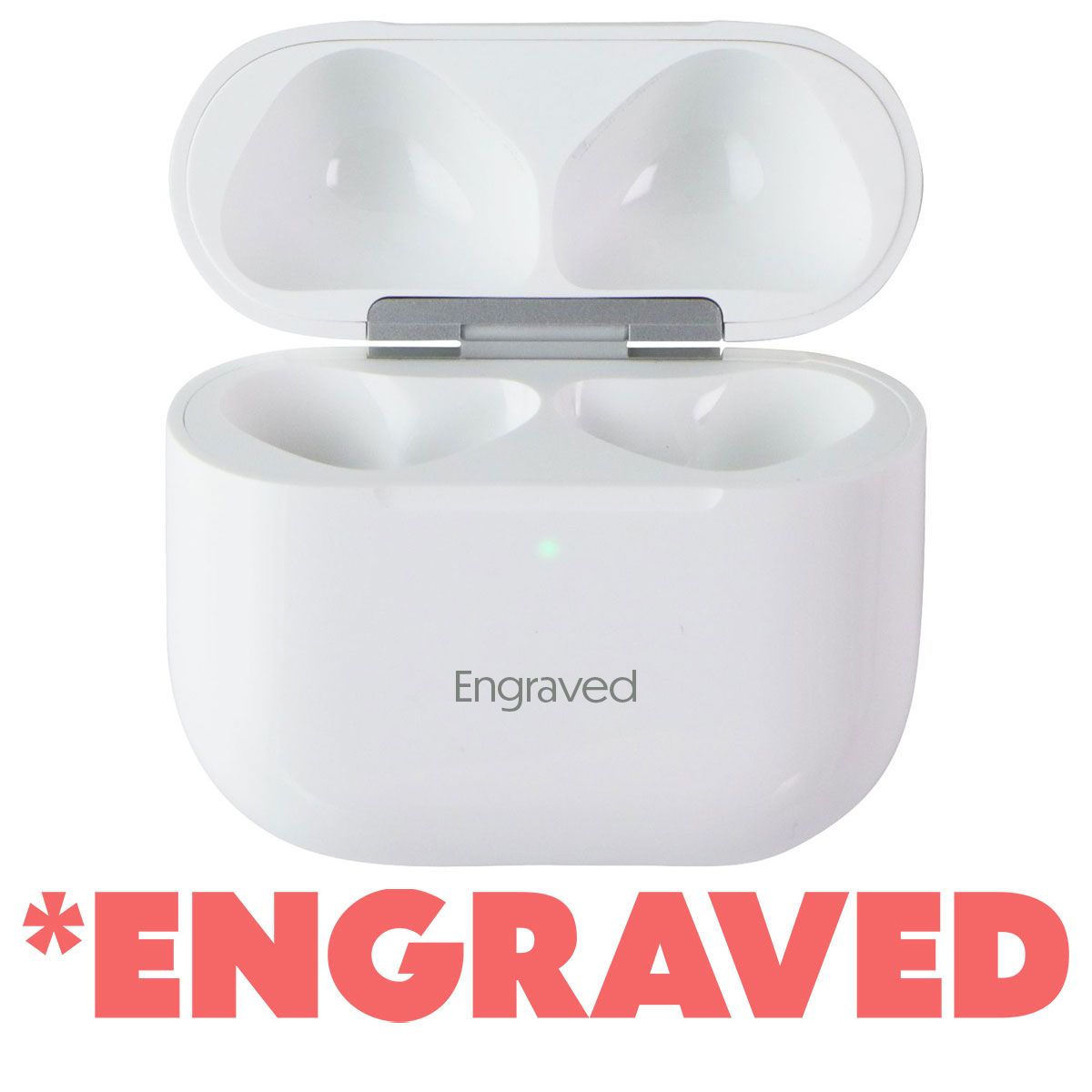 Apple AirPods (4th Gen) USB-C Charging Case - CASE ONLY - White (A3058) ENGRAVED Cell Phone - Headsets Apple - Simple Cell Bulk Wholesale Pricing - USA Seller