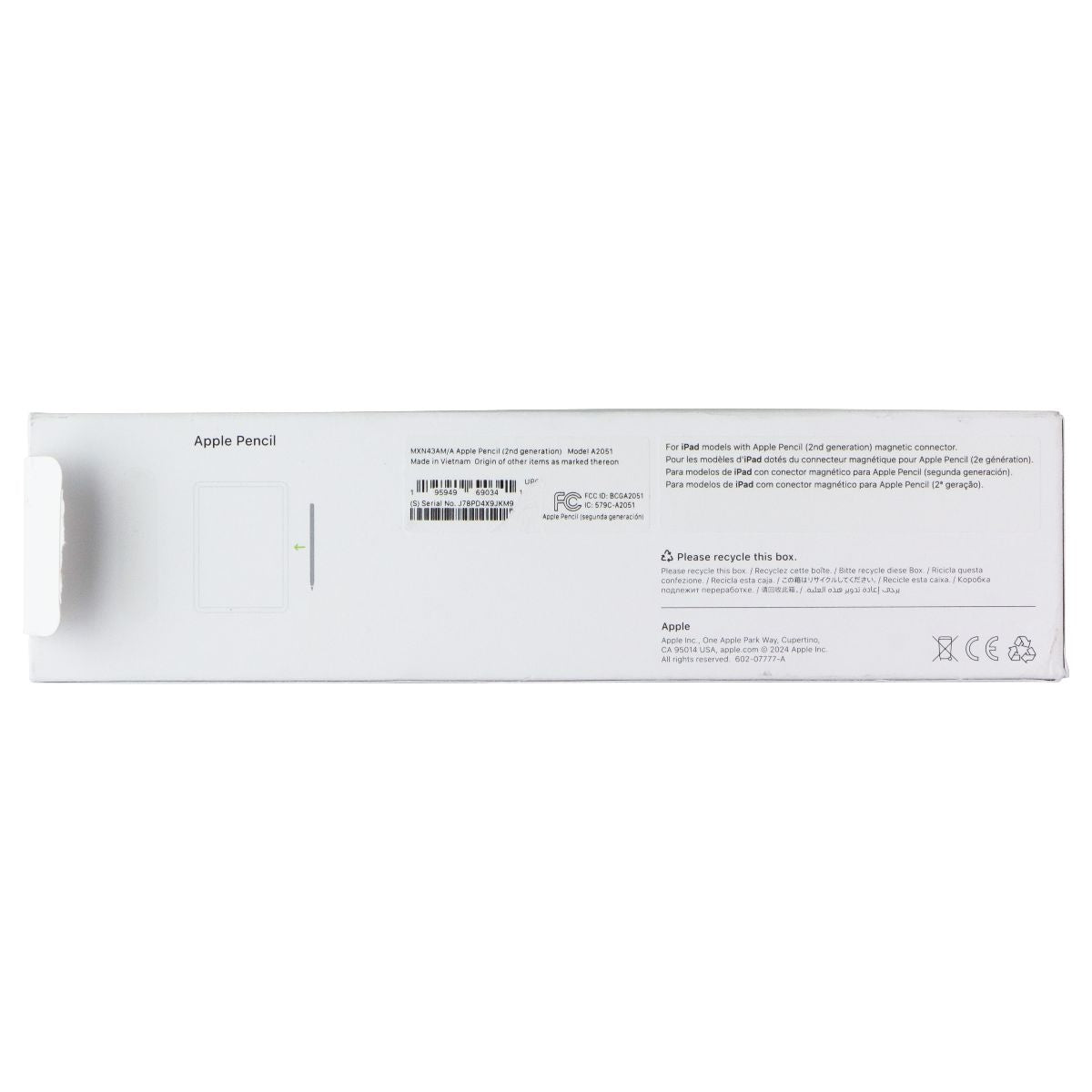 Apple Pencil (2nd generation) - White - A2051 / MXN43AM/A iPad/Tablet Accessories - Styluses Apple - Simple Cell Bulk Wholesale Pricing - USA Seller