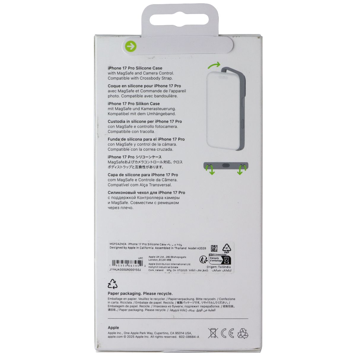Apple Official Silicone Case for MagSafe for iPhone 17 Pro - Purple Fog