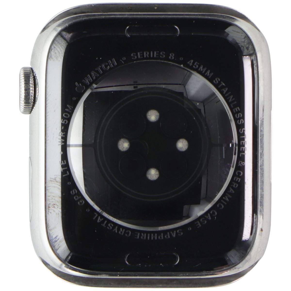 Apple Watch Series 8 (45mm/A2774) GPS+LTE - Silver SS/White Sp Band - FULL SET Smart Watches Apple - Simple Cell Bulk Wholesale Pricing - USA Seller
