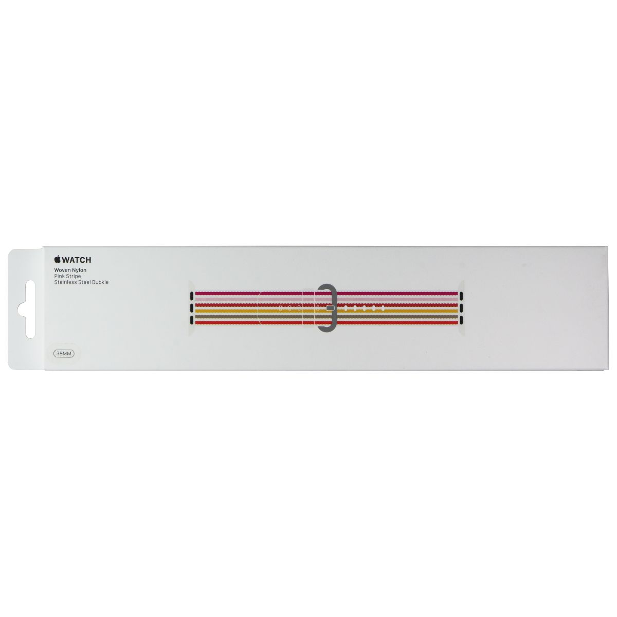 Apple 38mm Woven Nylon Band for 38mm and 40mm Apple Watches - Pink Stripe Smart Watch Accessories - Watch Bands Apple - Simple Cell Bulk Wholesale Pricing - USA Seller