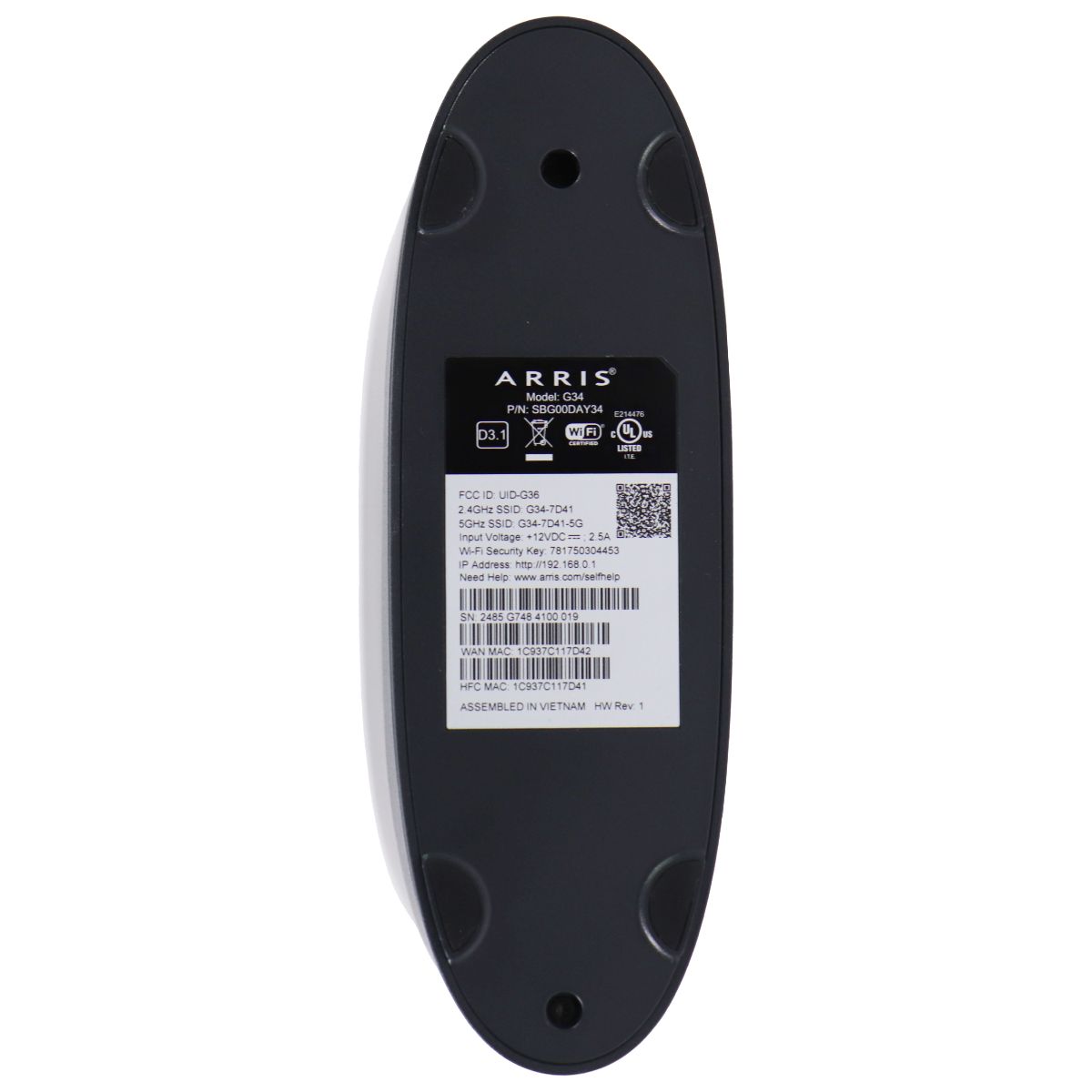 Arris Surfboard (G34) Docsis 3.1 Cable Modem Router Combo - Black Networking - Modem & Wi-Fi Router Combos Arris - Simple Cell Bulk Wholesale Pricing - USA Seller