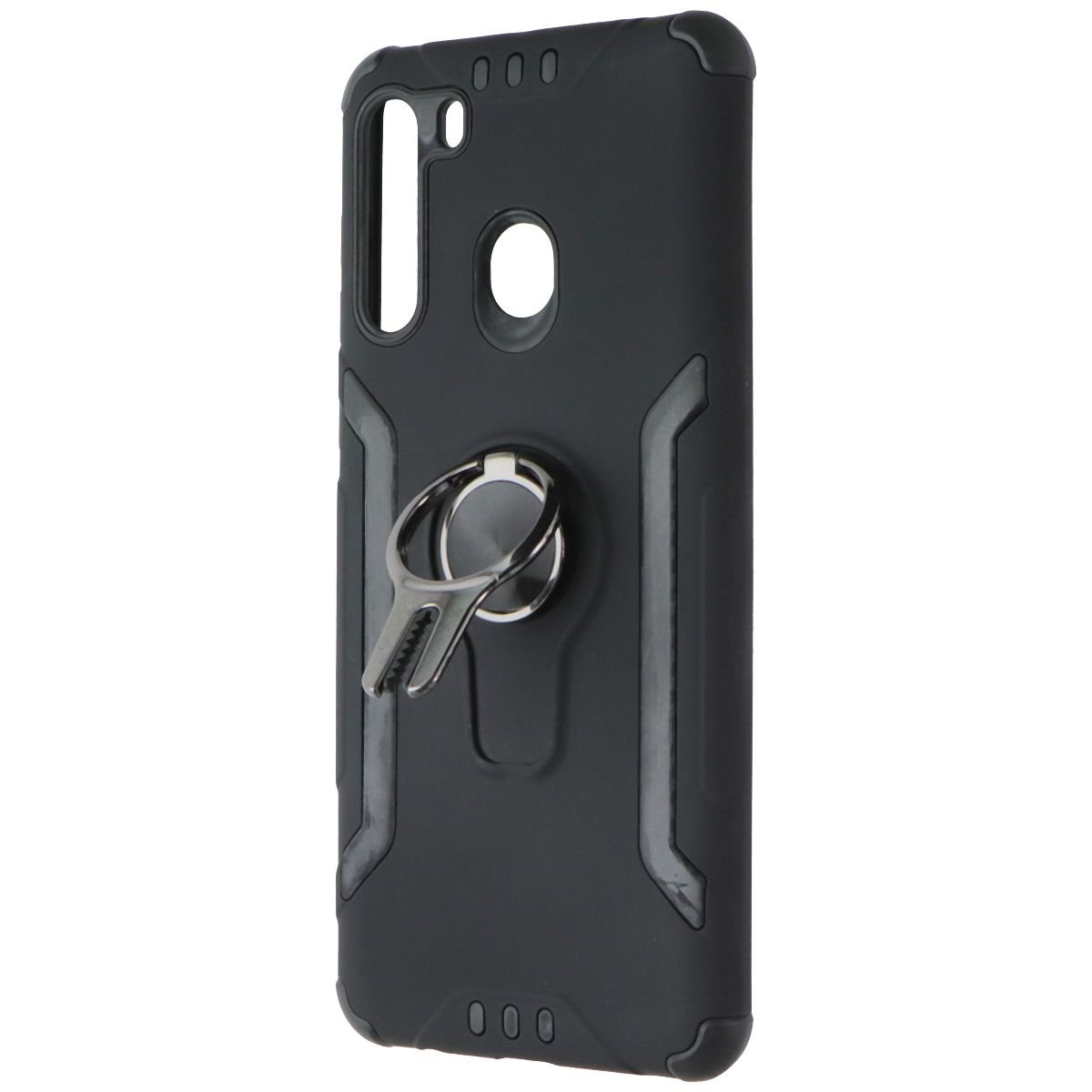 ASMYNA Sturdy Hybrid Rugged Case with Kickstand for Samsung Galaxy A21 - Black Cell Phone - Cases, Covers & Skins Asmyna - Simple Cell Bulk Wholesale Pricing - USA Seller