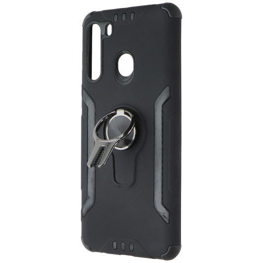 ASMYNA Sturdy Hybrid Rugged Case with Kickstand for Samsung Galaxy A21 - Black Cell Phone - Cases, Covers & Skins Asmyna - Simple Cell Bulk Wholesale Pricing - USA Seller