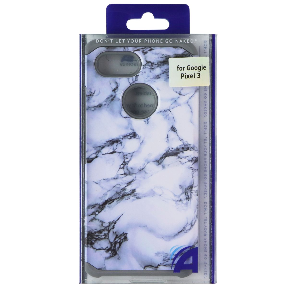 ASMYNA Dual-Layer Case for Google Pixel 3 - Blue Marble/Silver Cell Phone - Cases, Covers & Skins Asmyna - Simple Cell Bulk Wholesale Pricing - USA Seller