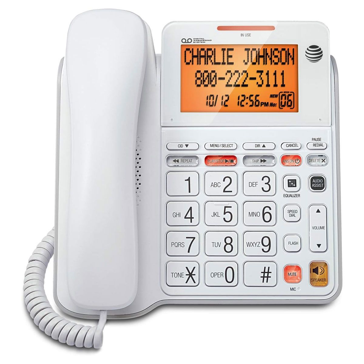 AT&T (CL4940) Corded Phone with Digital Answering System and Caller ID - White