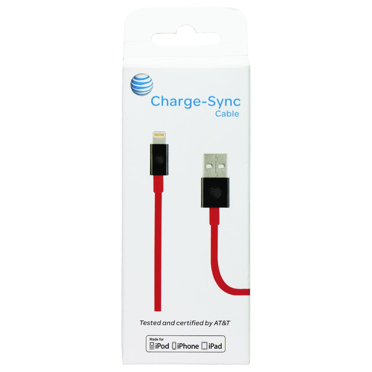AT&T (4466F) 4Ft Charge & Sync Cable for iPhones - Red/Black