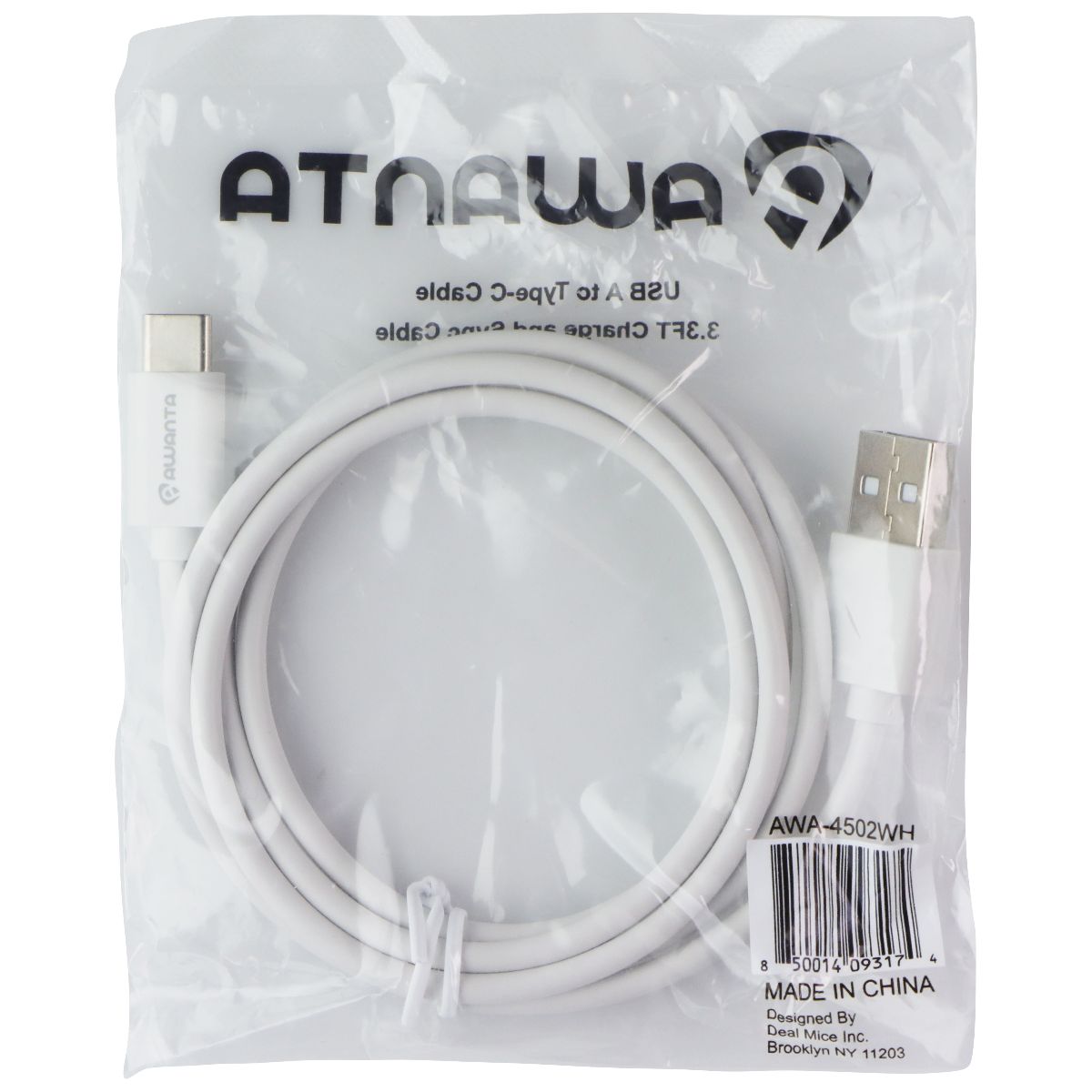 Awanta USB-C (Type C) to USB Charge & Sync Cables - White Cell Phone - Cables & Adapters Awanta - Simple Cell Bulk Wholesale Pricing - USA Seller